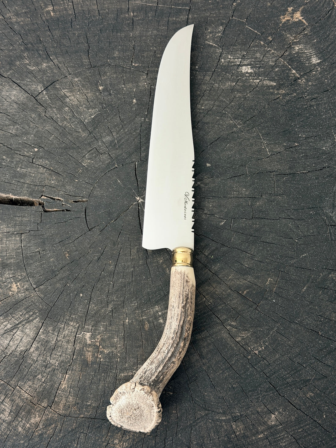 9" Artisan BBQ Knife, Deer Antler Rosette, SS440 - 230mm