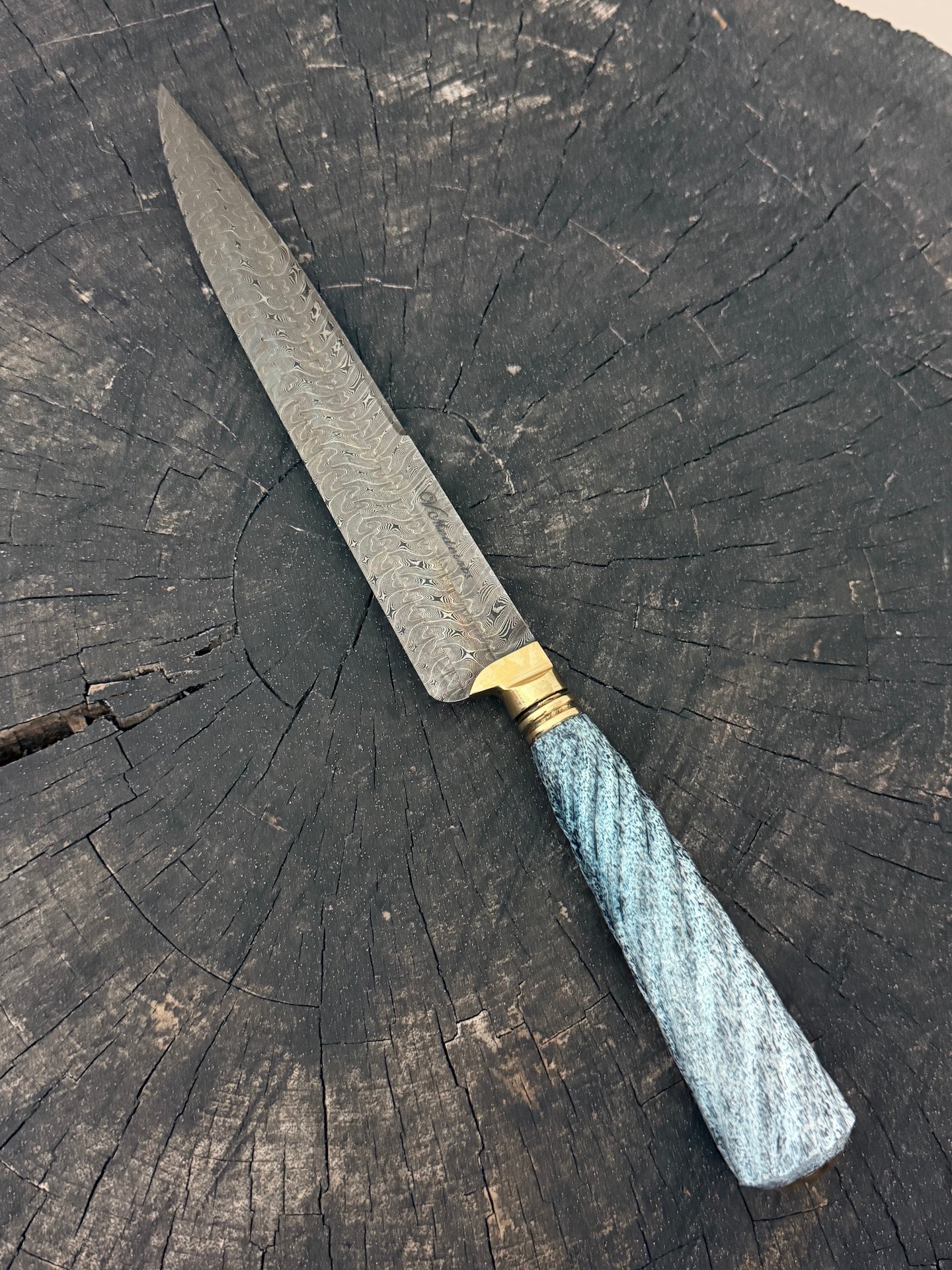 8" Chimango Turkish Damascus Knife 200 Layers, Whale Rib Bone, CS1095 15n20 - 215mm