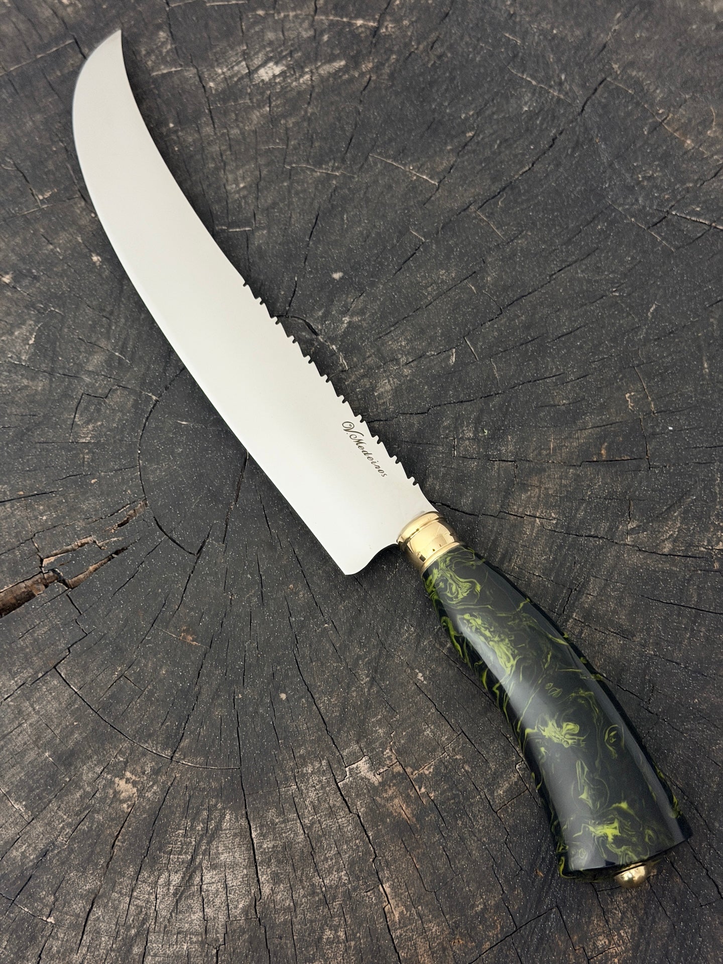 10" Butchers Knife, Electric Jungle Custom Block, SS440 - 250mm