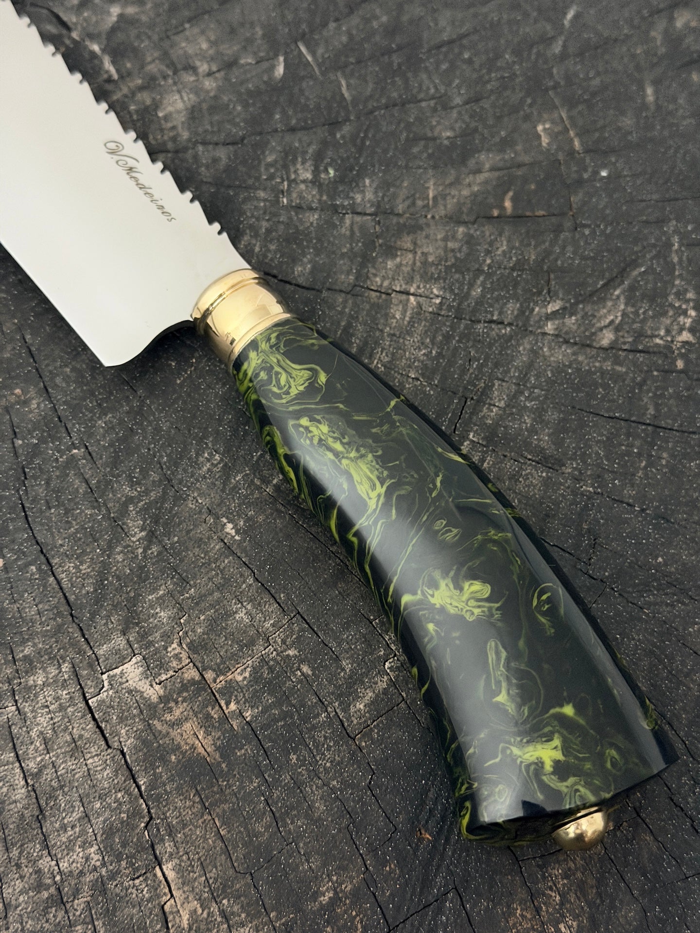 10" Butchers Knife, Electric Jungle Custom Block, SS440 - 250mm