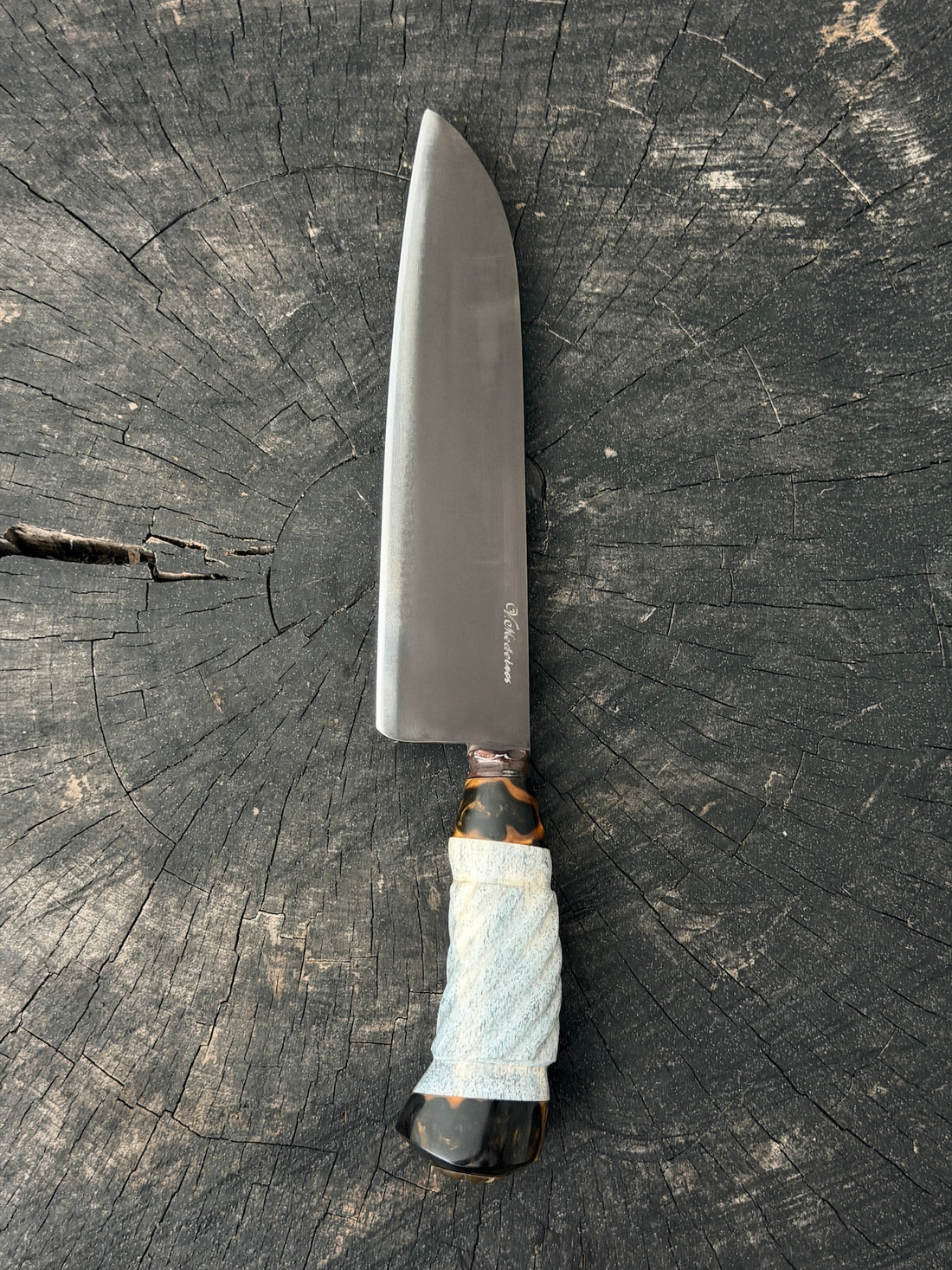 9" Santoku Knife, Whale Rib Bone, HCS1084 - 220mm