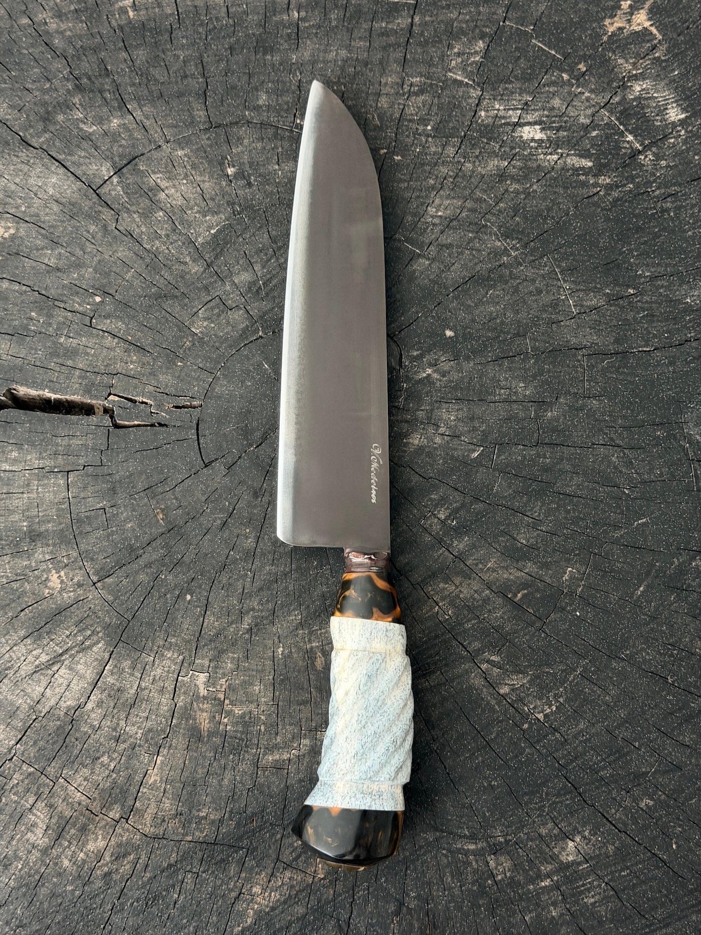 9" Santoku Knife, Whale Rib Bone, HCS1084 - 220mm