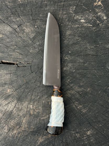 9" Santoku Knife, Whale Rib Bone, HCS1084 - 220mm