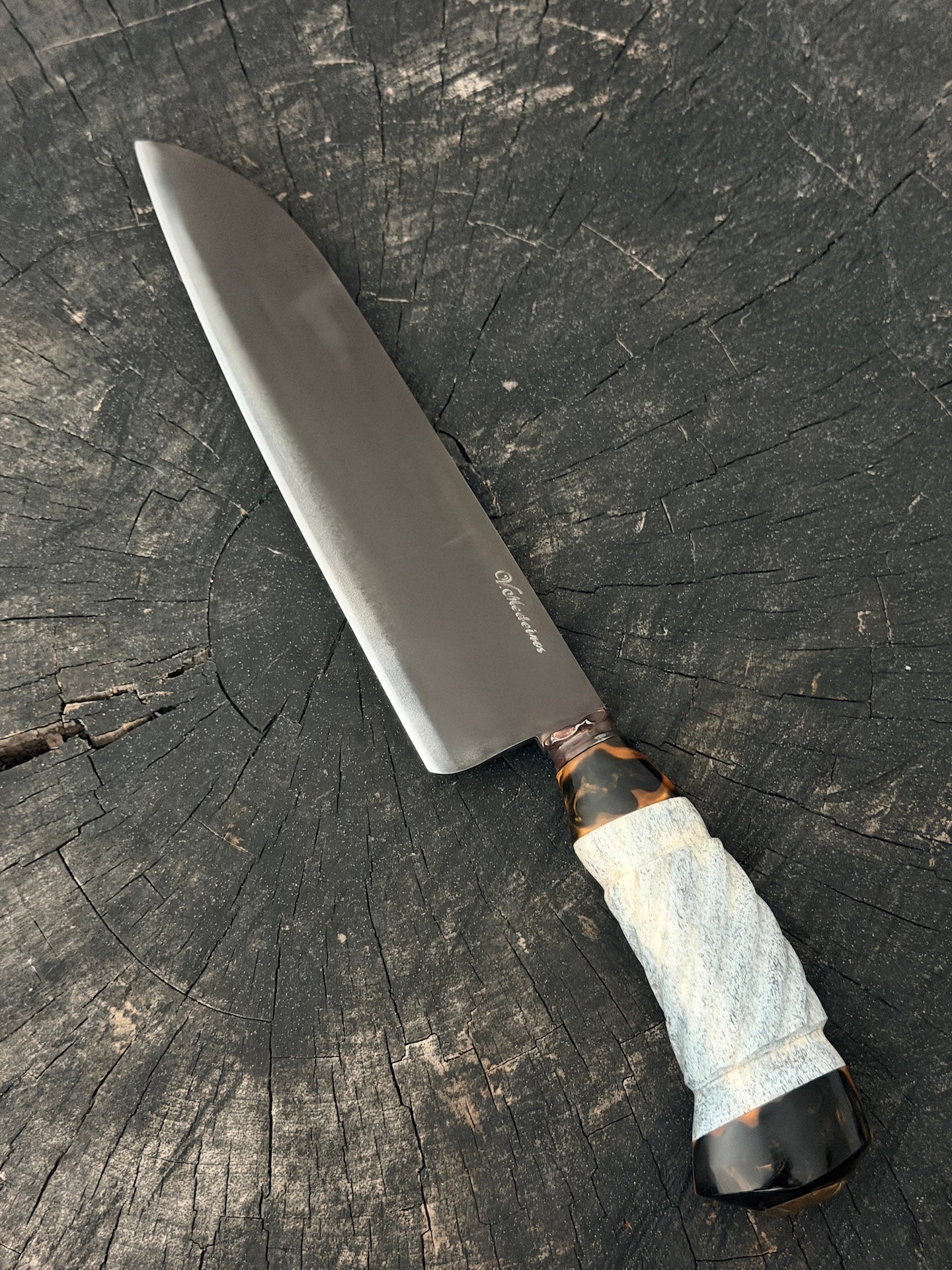 9" Santoku Knife, Whale Rib Bone, HCS1084 - 220mm