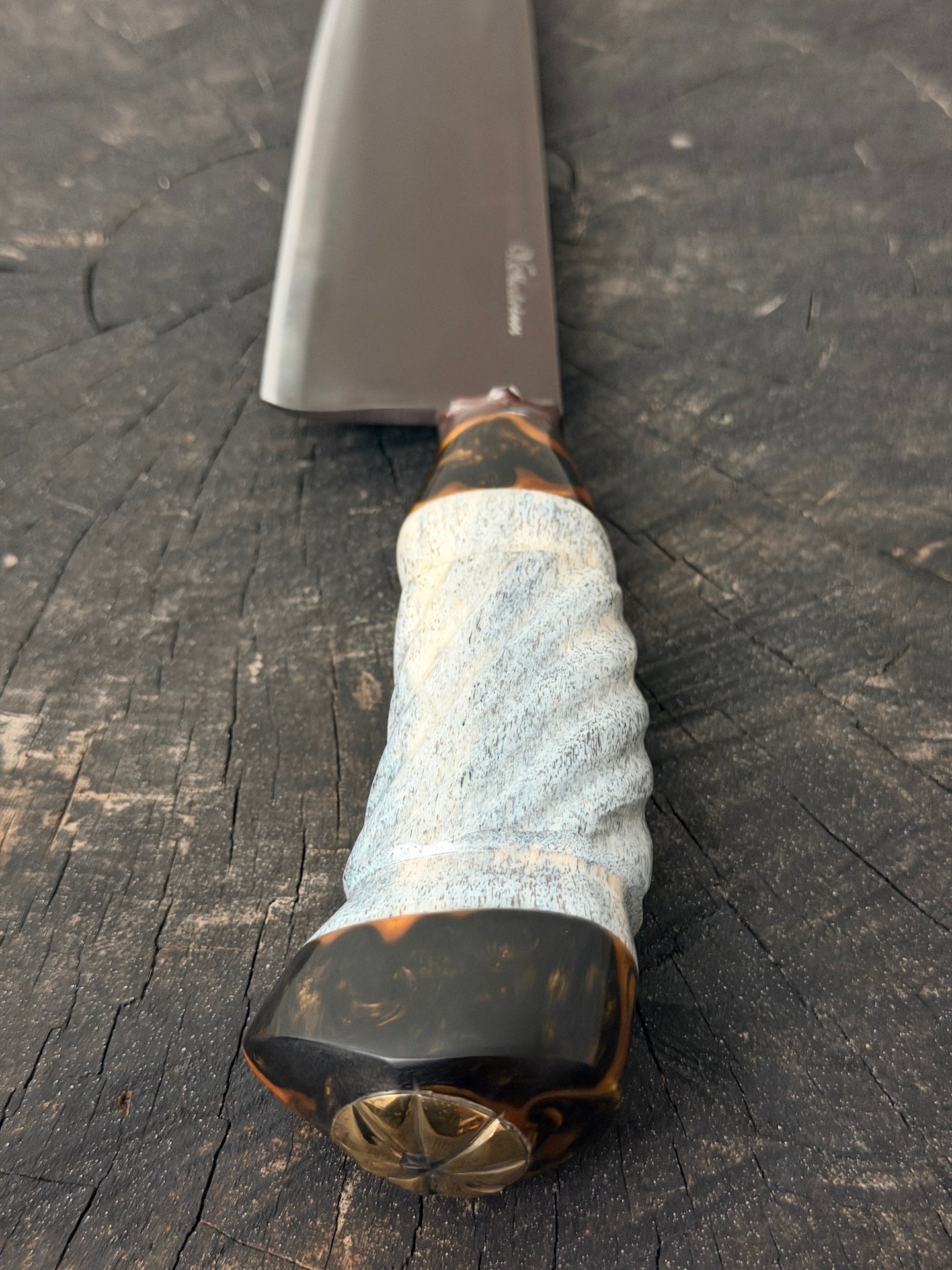 9" Santoku Knife, Whale Rib Bone, HCS1084 - 220mm