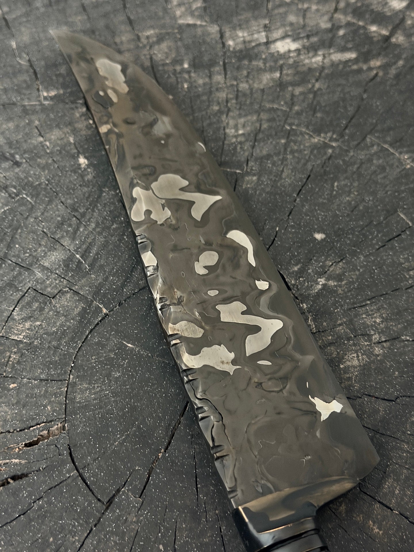 8" Artisan Carving Damascus Knife 300 Layers, Motorcycle Chain, Jacaranda Hardwood, HCS SAE 8620 4140 - 205mm