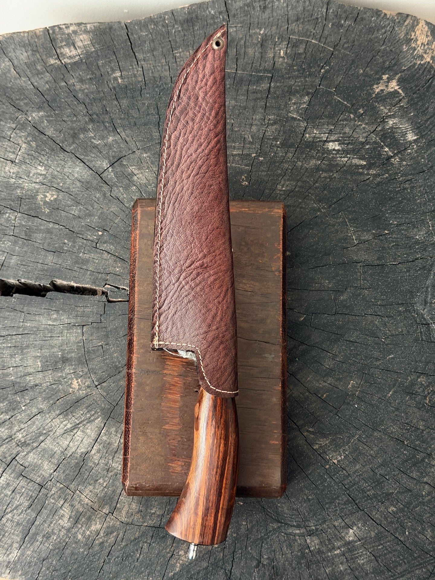 8" Artisan Carving Damascus Knife 300 Layers, Motorcycle Chain, Jacaranda Hardwood, HCS SAE 8620 4140 - 205mm