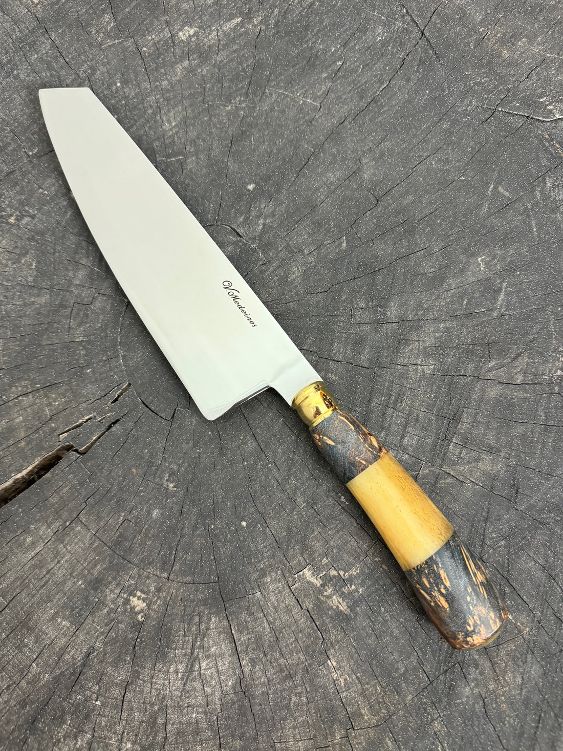 8" Kultura Knife, Maple Burl & Ostrich Bone, SS440 - 200mm
