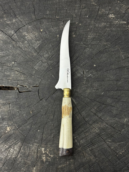 5" Boning Knife, Ostrich Bone &amp; Deer Antler, SS440 - 130mm