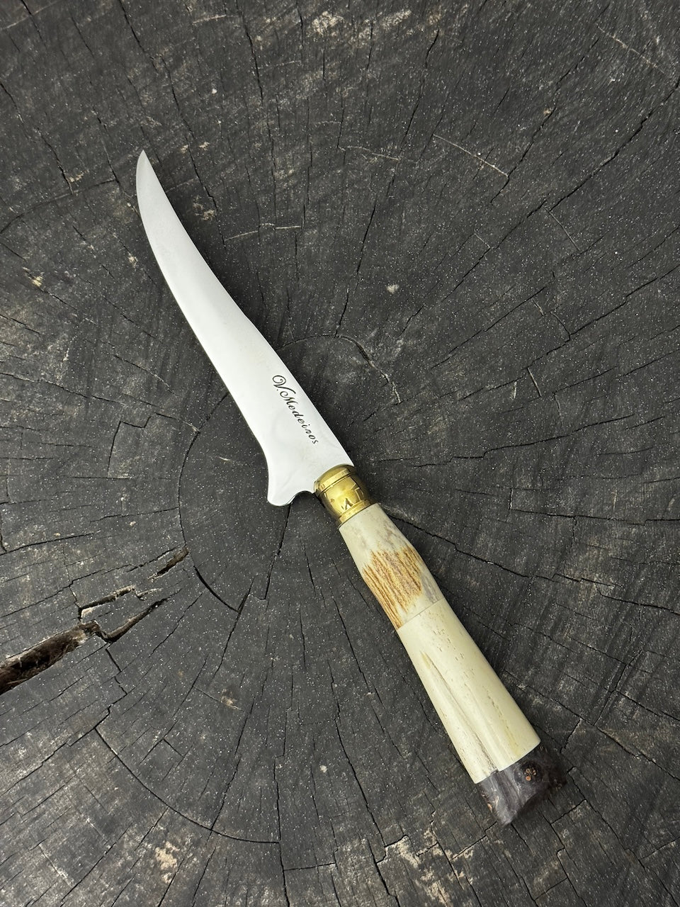 5" Boning Knife, Ostrich Bone &amp; Deer Antler, SS440 - 130mm