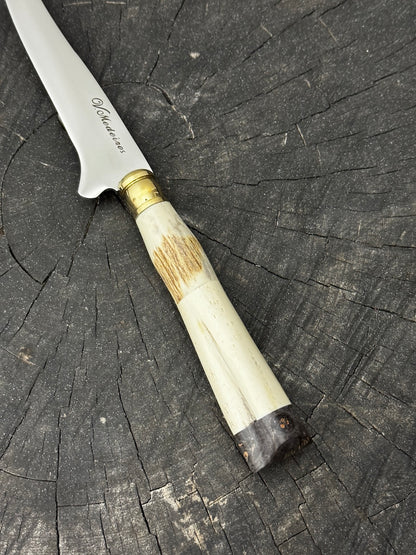 5" Boning Knife, Ostrich Bone &amp; Deer Antler, SS440 - 130mm