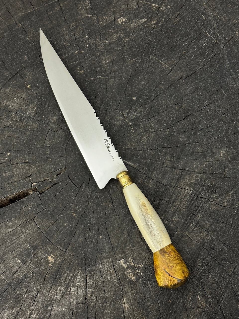 8&quot; Chef Knife, Ostrich Bone &amp; Curly Maple, SS440 - 200mm