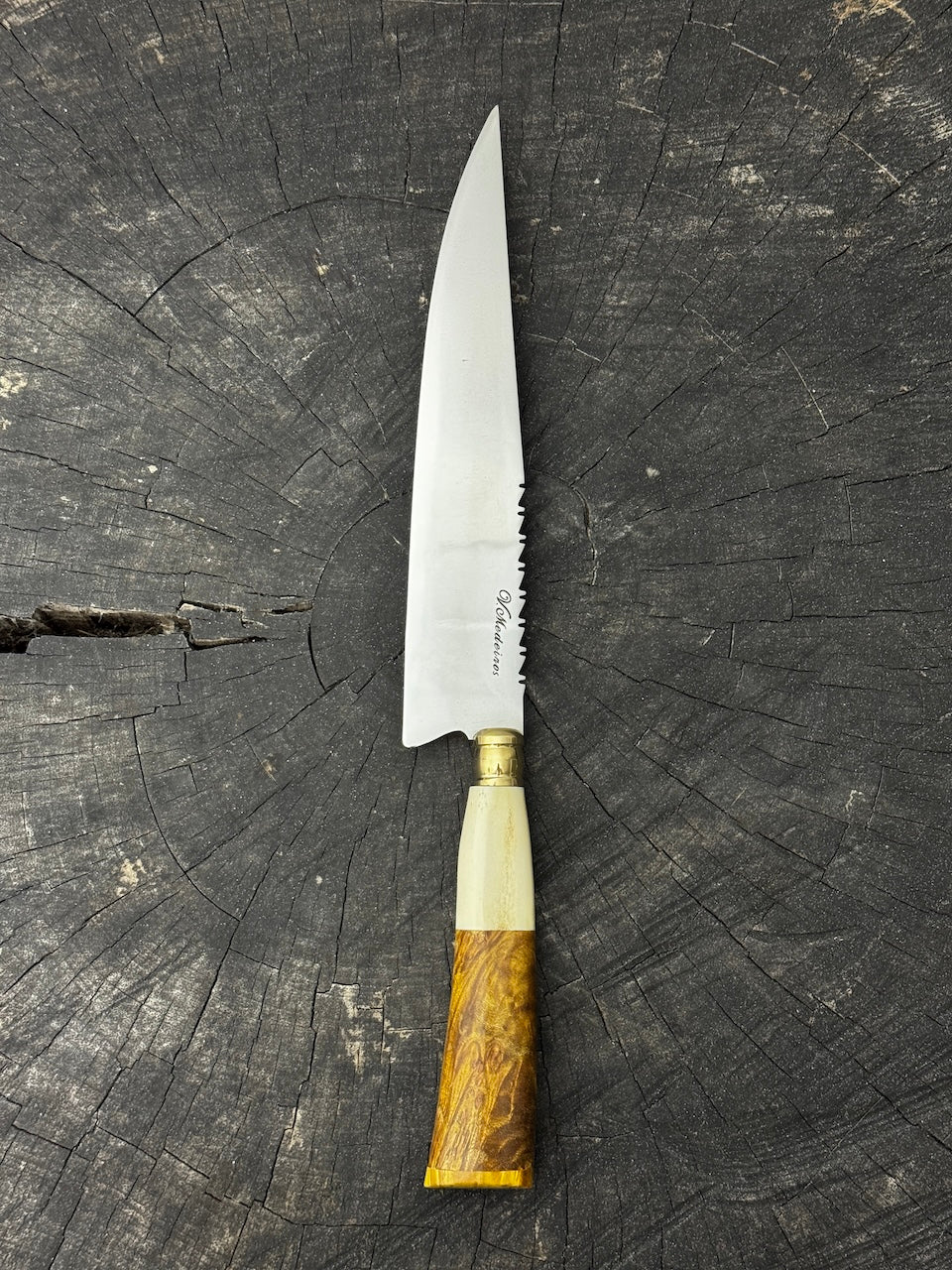 8&quot; Chef Knife, Ostrich Bone &amp; Curly Maple, SS440 - 200mm