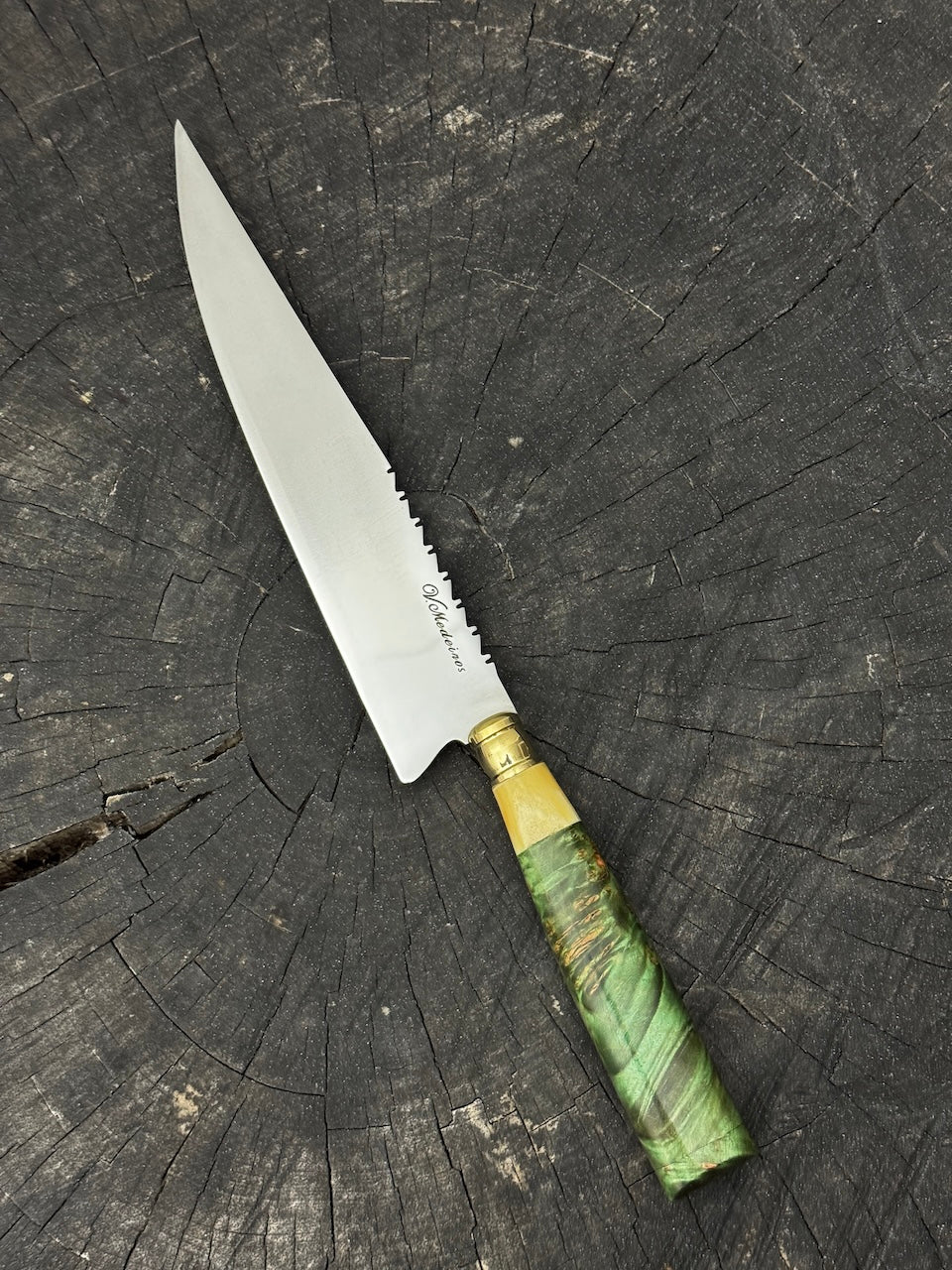 8&quot; Chef Knife, Ostrich Bone &amp; Maple Burl, SS440 - 200mm