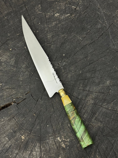 8&quot; Chef Knife, Ostrich Bone &amp; Maple Burl, SS440 - 200mm