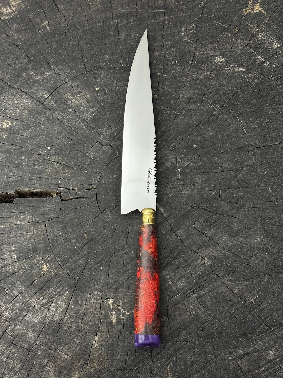 8" Chef Knife, Ostrich Bone &amp; Maple Burl, SS440 - 200mm