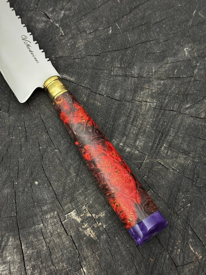 8" Chef Knife, Ostrich Bone &amp; Maple Burl, SS440 - 200mm