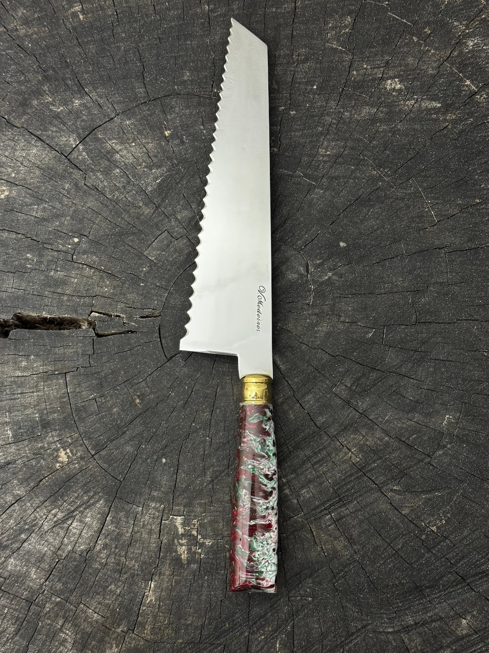 8" Bread &amp; Roast Knife, Custom Block, SS420c - 200mm
