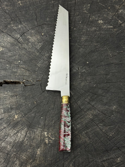 8" Bread &amp; Roast Knife, Custom Block, SS420c - 200mm