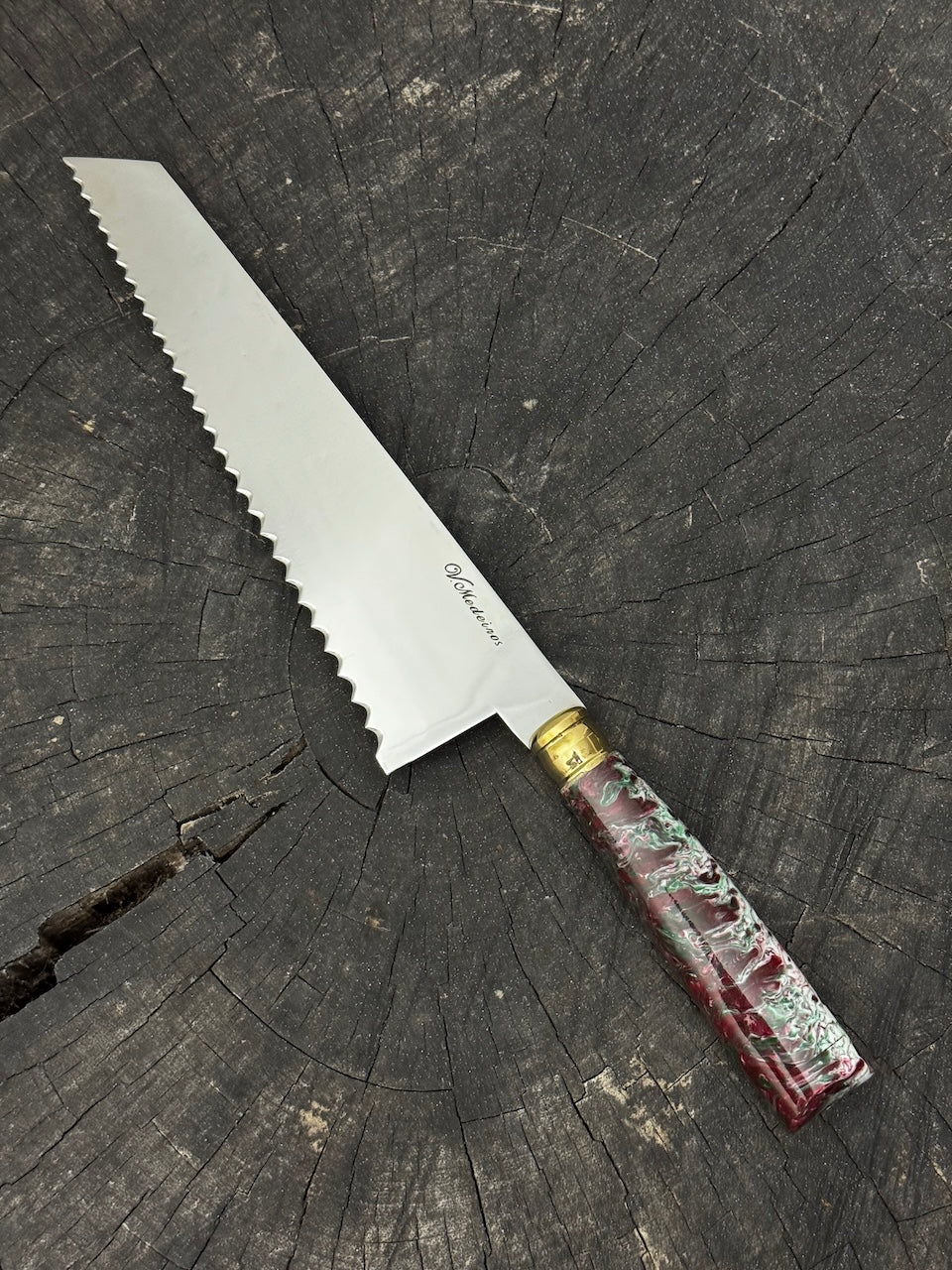 8" Bread &amp; Roast Knife, Custom Block, SS420c - 200mm