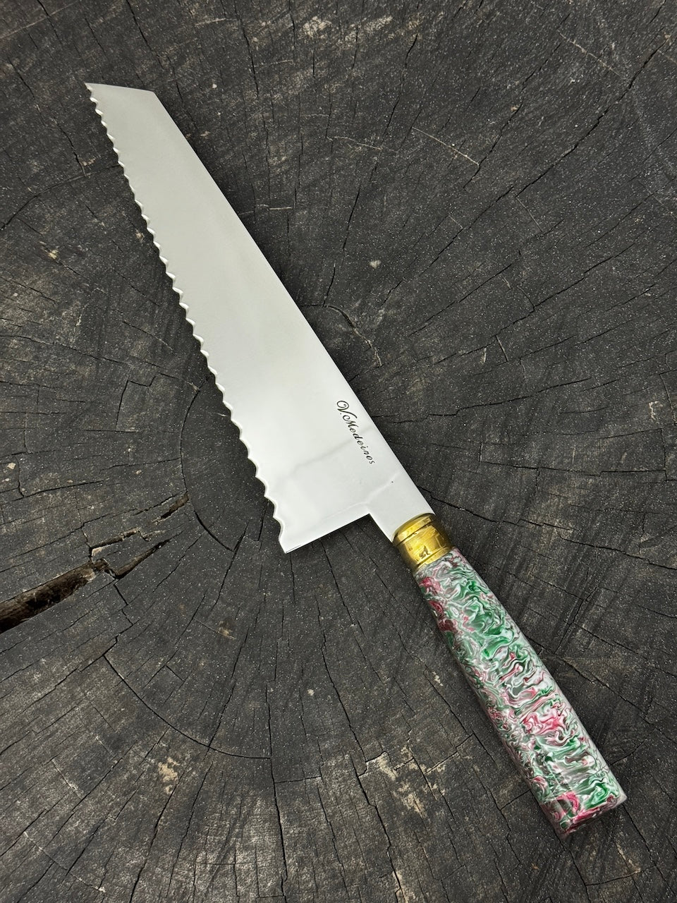8" Bread &amp; Roast Knife, Custom Block, SS420c - 200mm