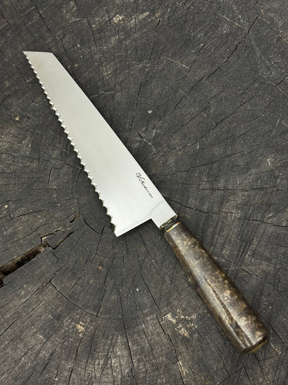 8" Bread &amp; Roast Knife, Custom Block, SS420c - 200mm