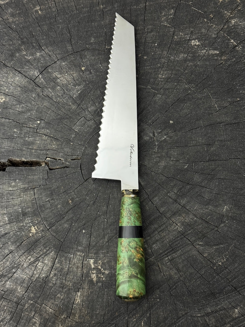 8" Bread &amp; Roast Knife, Maple Burl, SS420c - 200mm