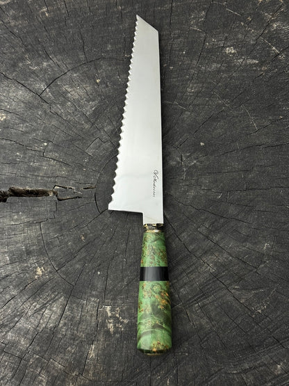 8" Bread &amp; Roast Knife, Maple Burl, SS420c - 200mm