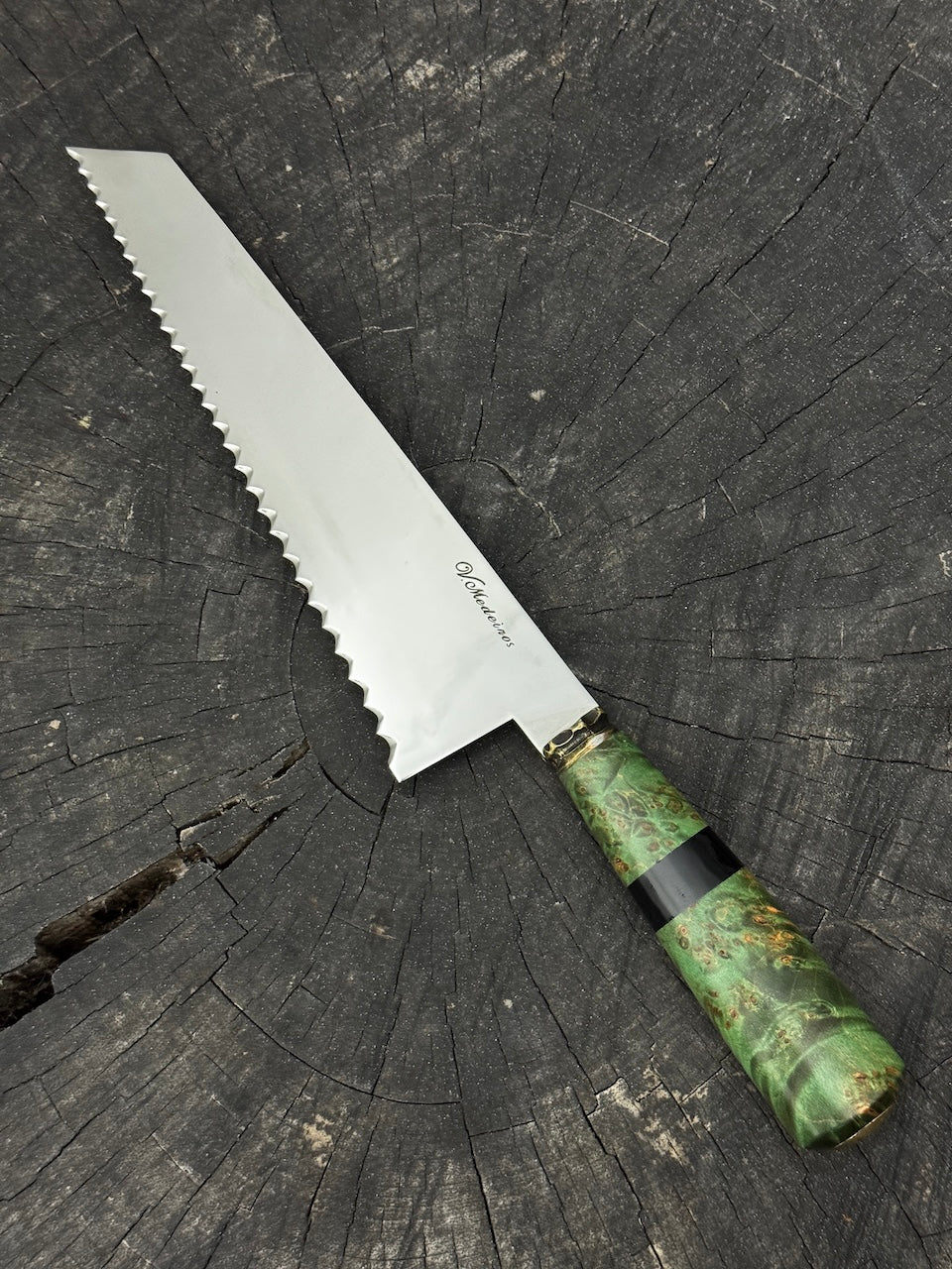 8" Bread &amp; Roast Knife, Maple Burl, SS420c - 200mm
