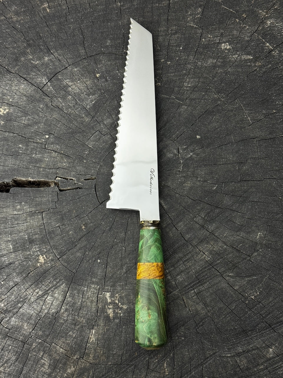 8" Bread &amp; Roast Knife, Maple Burl, SS420c - 200mm