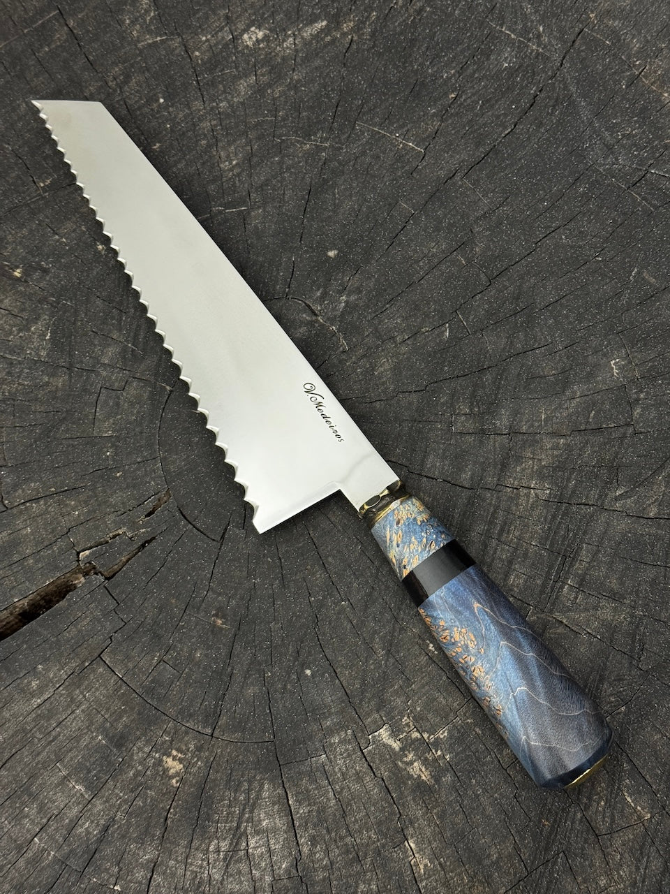 8" Bread &amp; Roast Knife, Maple Burl, SS420c - 200mm