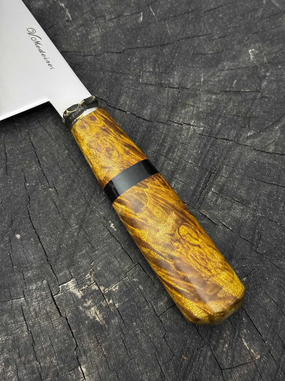 8" Bread &amp; Roast Knife, American Curly Maple, SS420c - 200mm