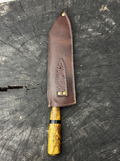 8" Bread &amp; Roast Knife, American Curly Maple, SS420c - 200mm