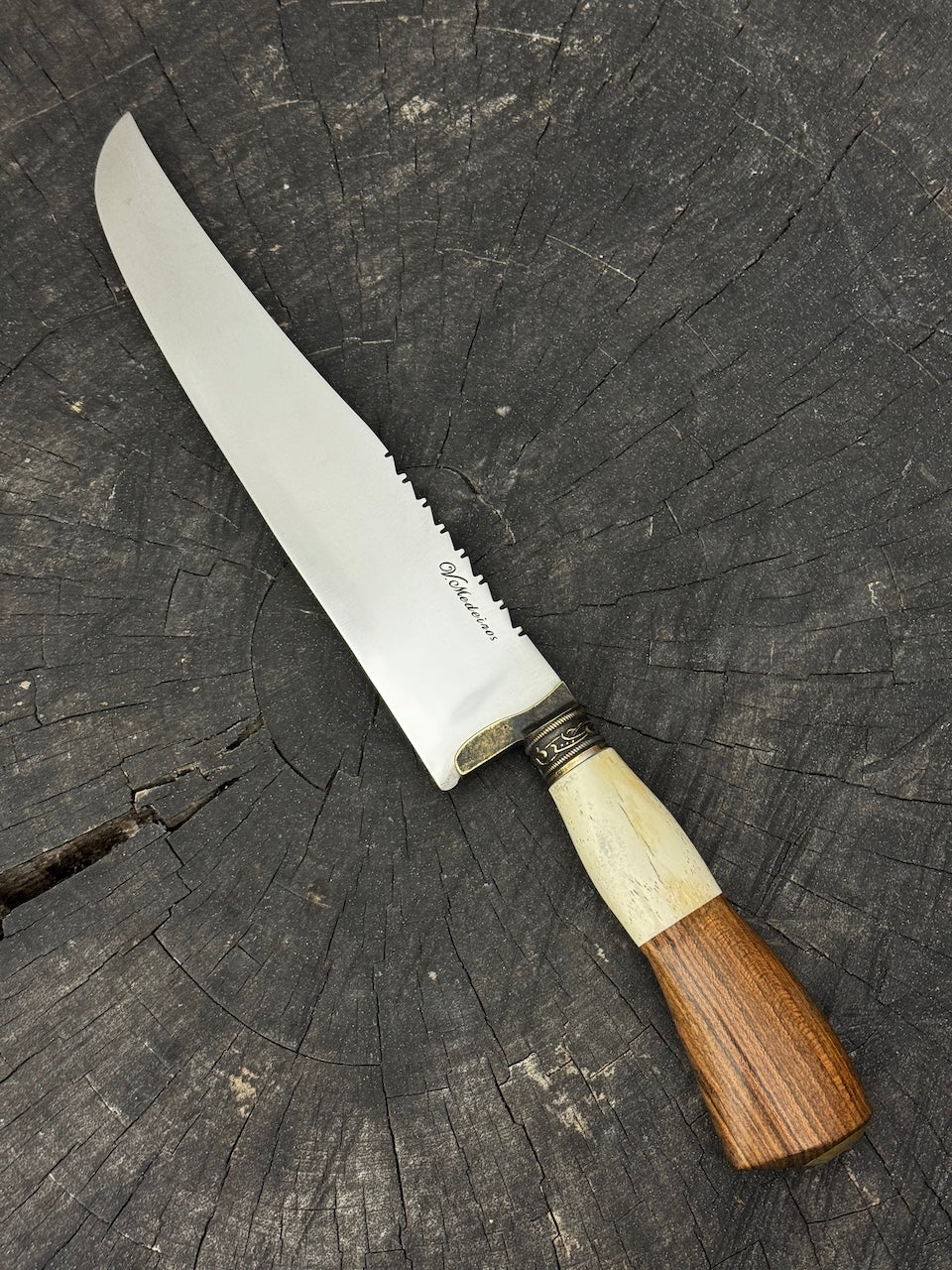 9&quot; Artisan BBQ Knife, Ostrich Bone &amp; Jacaranda Hardwood, SS440 - 230mm