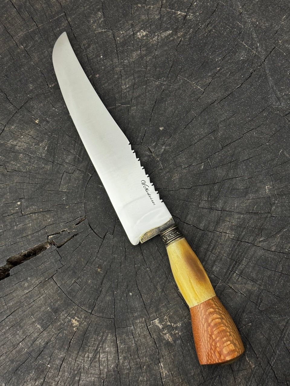 9&quot; Artisan BBQ Knife, Ostrich Bone &amp; Louro Faia Hardwood, SS440 - 230mm