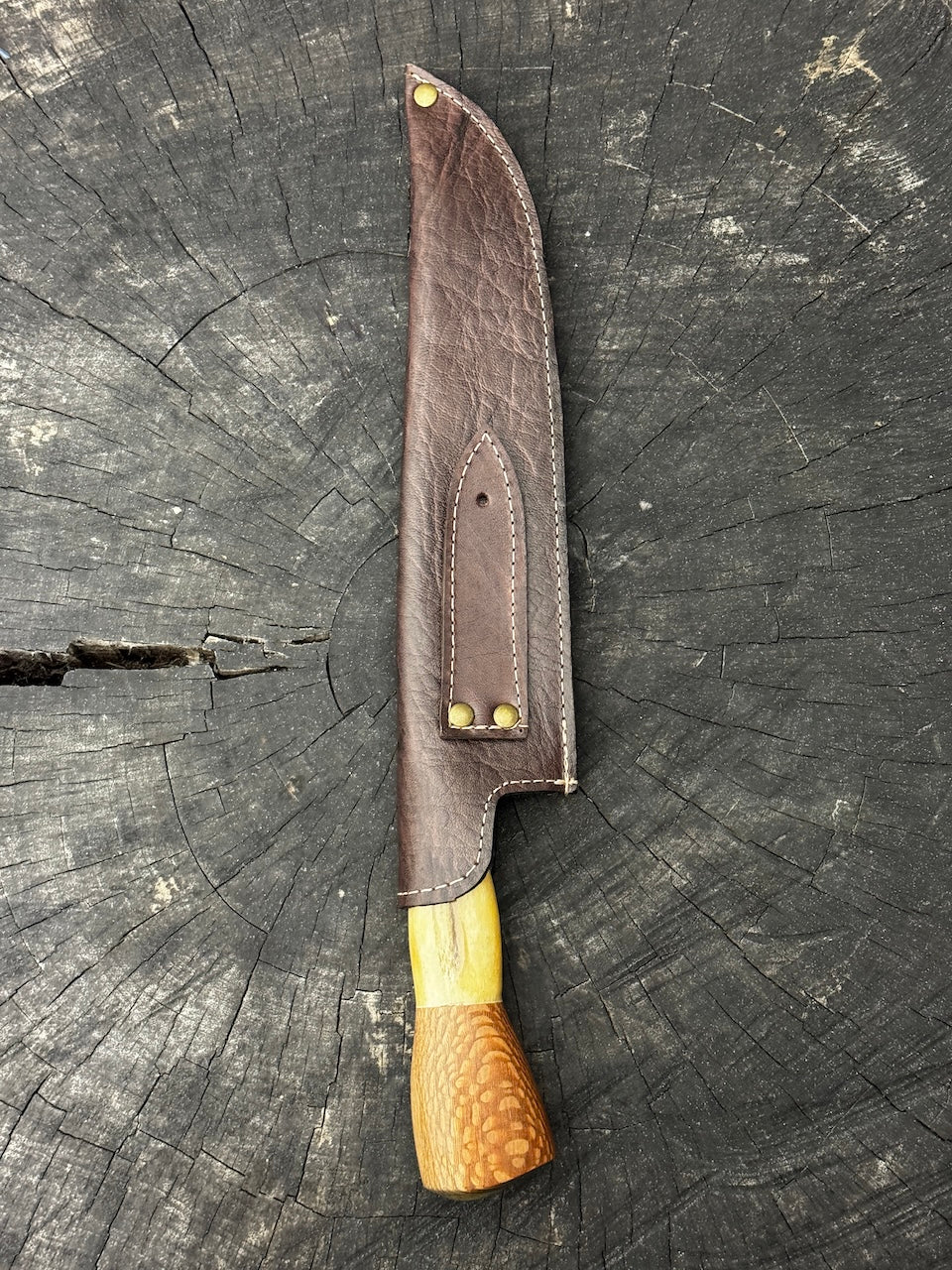 9" Artisan BBQ Knife, Ostrich Bone &amp; Louro Faia Hardwood, SS440 - 230mm