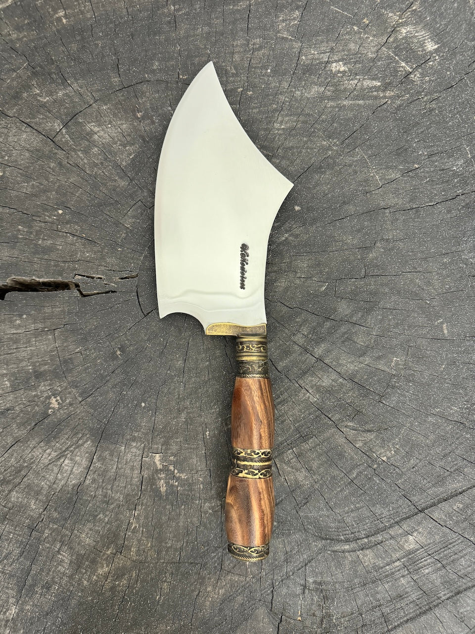 7&quot; Cutelo Wild Cleaver, Jacaranda Hardwood &amp; Nickel Rings, SS440 - 180mm