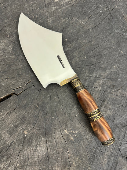 7&quot; Cutelo Wild Cleaver, Jacaranda Hardwood &amp; Nickel Rings, SS440 - 180mm