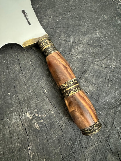 7&quot; Cutelo Wild Cleaver, Jacaranda Hardwood &amp; Nickel Rings, SS440 - 180mm