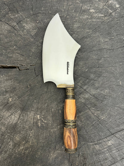 7&quot; Cutelo Wild Cleaver, Jacaranda Hardwood &amp; Nickel Rings, SS440 - 180mm