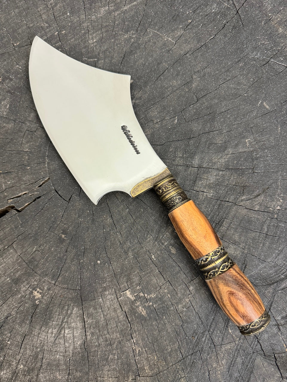 7&quot; Cutelo Wild Cleaver, Jacaranda Hardwood &amp; Nickel Rings, SS440 - 180mm