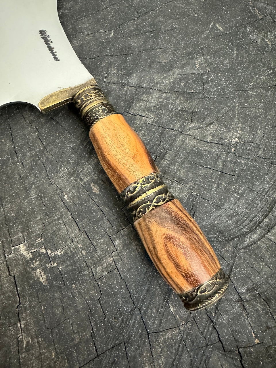 7&quot; Cutelo Wild Cleaver, Jacaranda Hardwood &amp; Nickel Rings, SS440 - 180mm