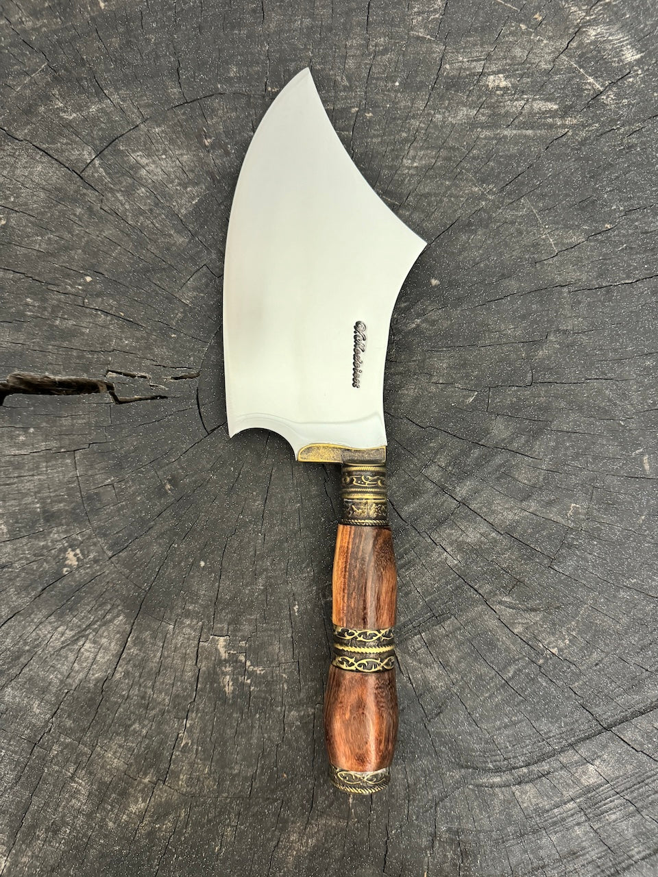 7&quot; Cutelo Wild Cleaver, Jacaranda Hardwood &amp; Nickel Rings, SS440 - 180mm