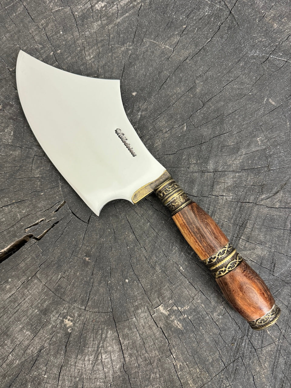 7&quot; Cutelo Wild Cleaver, Jacaranda Hardwood &amp; Nickel Rings, SS440 - 180mm