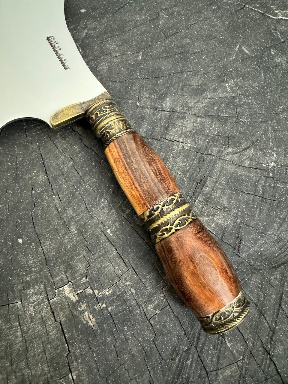 7&quot; Cutelo Wild Cleaver, Jacaranda Hardwood &amp; Nickel Rings, SS440 - 180mm