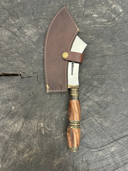 7&quot; Cutelo Wild Cleaver, Jacaranda Hardwood &amp; Nickel Rings, SS440 - 180mm