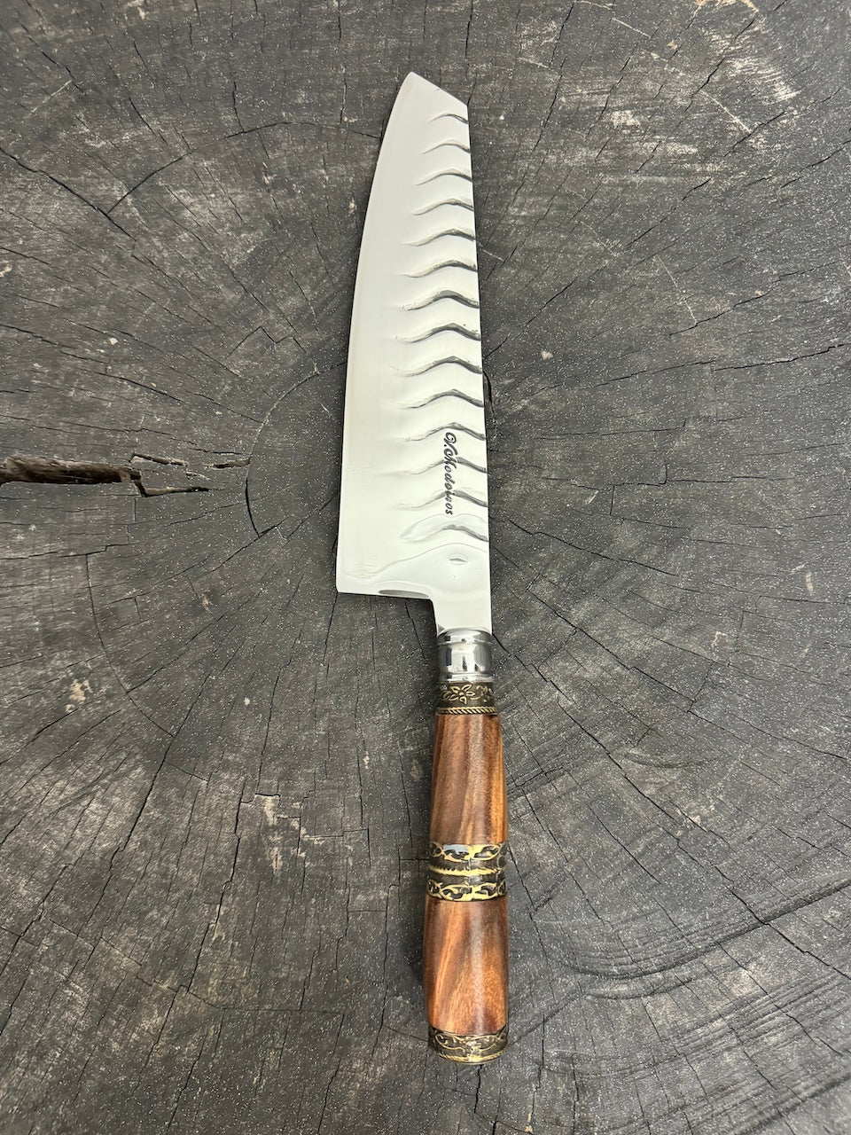 8&quot; Kultura Knife, Jacaranda Hardwood &amp; Nickel Rings, SS440 - 200mm