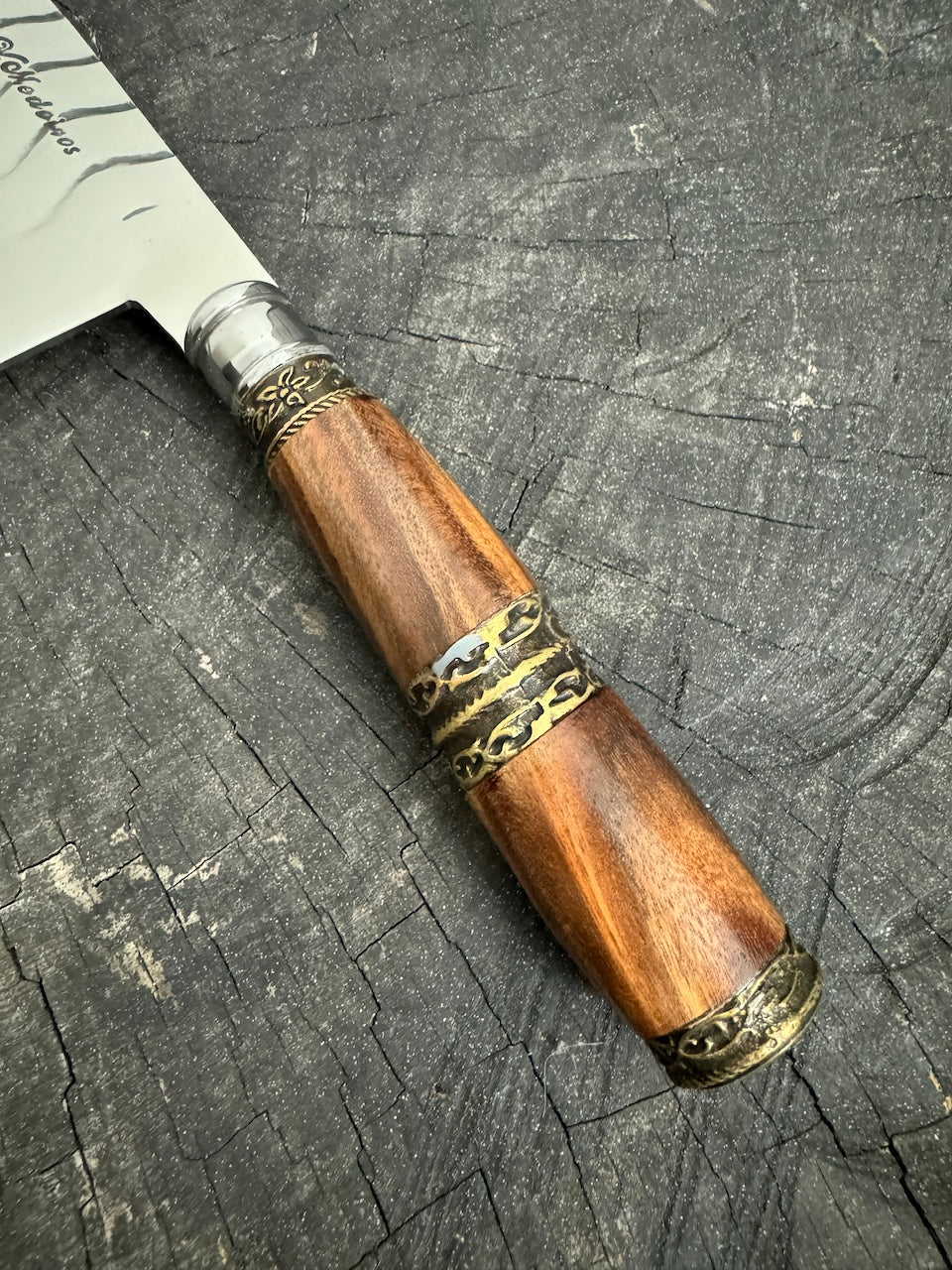 8&quot; Kultura Knife, Jacaranda Hardwood &amp; Nickel Rings, SS440 - 200mm