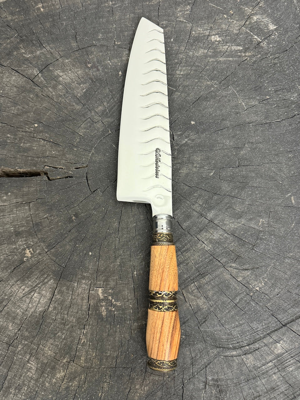 8&quot; Kultura Knife, Jacaranda Hardwood &amp; Nickel Rings, SS440 - 200mm