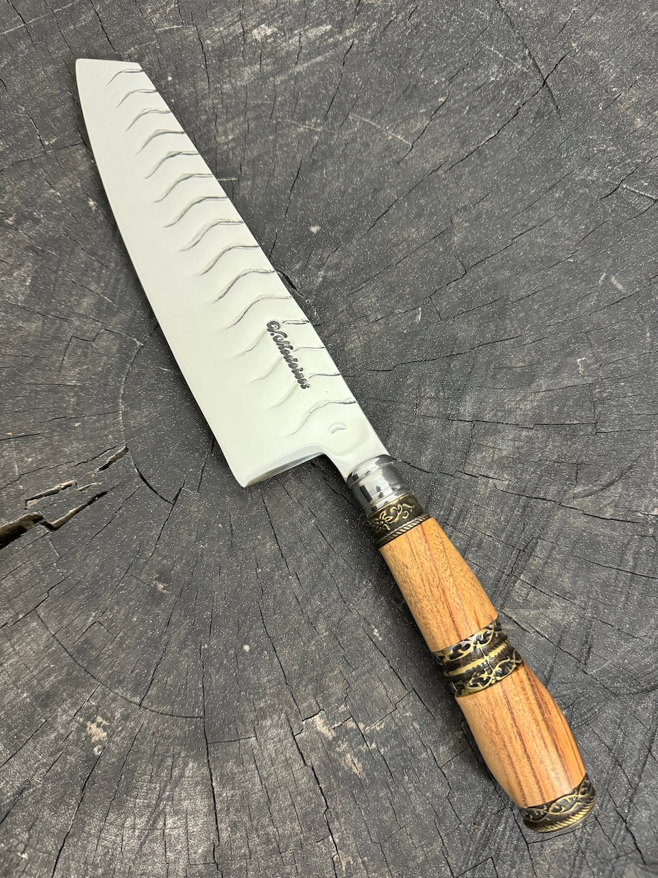 8&quot; Kultura Knife, Jacaranda Hardwood &amp; Nickel Rings, SS440 - 200mm